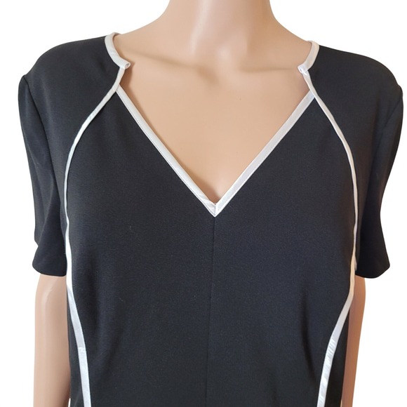 Focus Shani Ponte Dress Women's 16 Sheath black white Flutter Ruffle Short Mini. - Picture 10 of 16